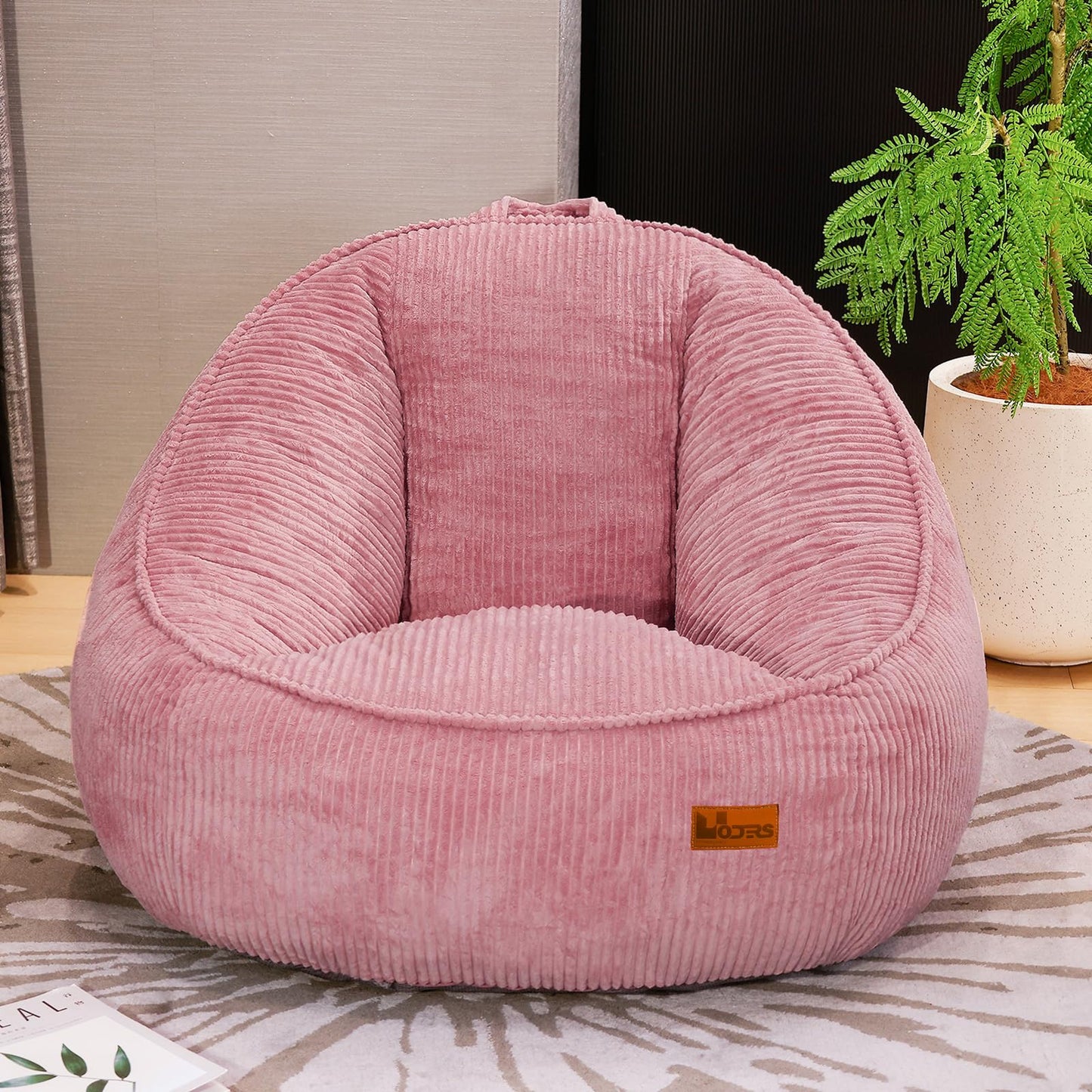 UODERS Bean Bag Chair, Cozy Fluffy Beanbag Chairs with Filler for Teens and Kids, Floor Lazy Sofa for Living Room Gaming & Reading (S-Rose)