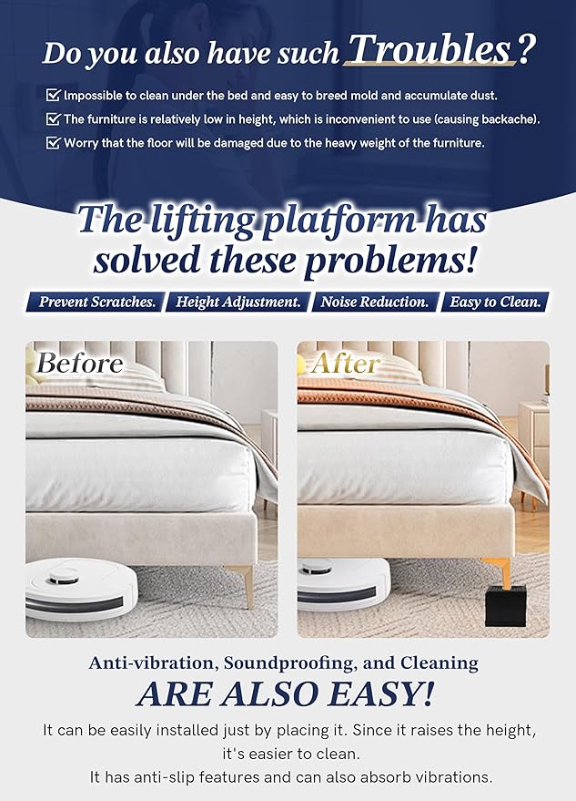 EclatBain Rectangle Bed Risers Furniture Risers Heavy-Duty Rectangular