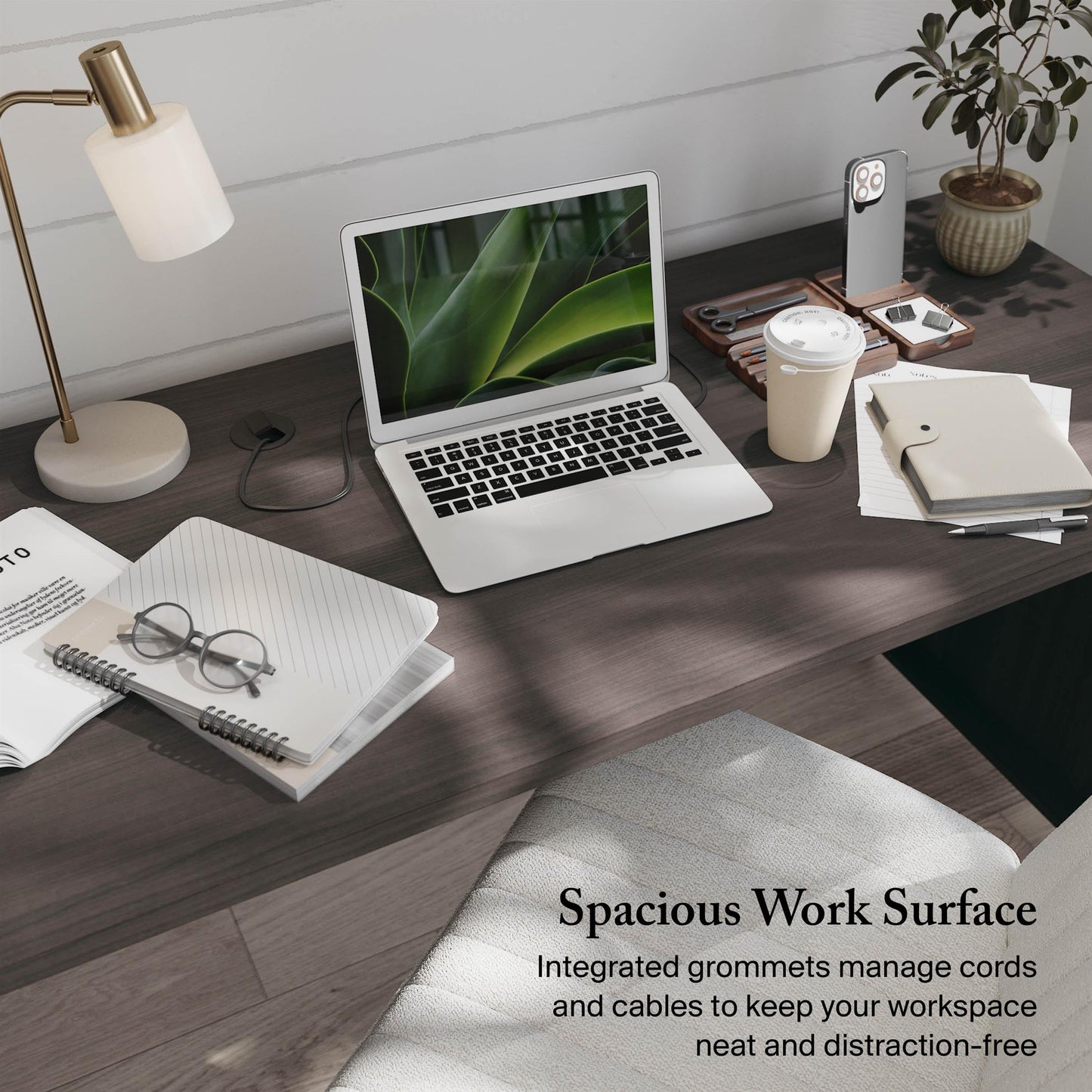 Bush Furniture 72-inch Home Office Desk with Drawers, Large Computer Table for Personal Workspace, Somerset Collection, Storm Gray