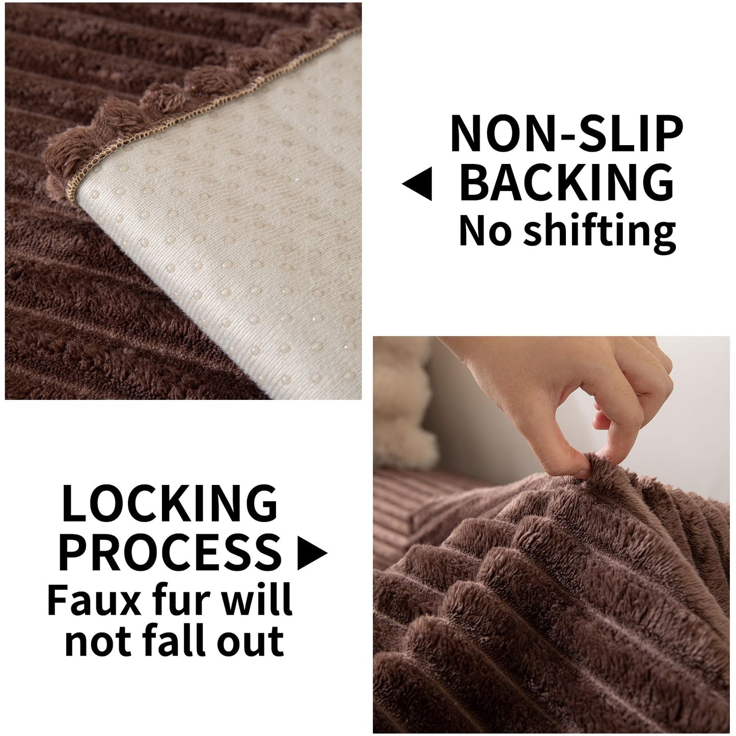 HAOMAIJIA Waterproof Couch Cover for Dogs Washable,Faux Fur Pet Couch Covers for Sofa,Soft Dog Bed Cover Non-Slip Couch Covers for 3 Cushion Couch Sofa Pet Friendly (Brown, 35" x 95" 1 Pack)