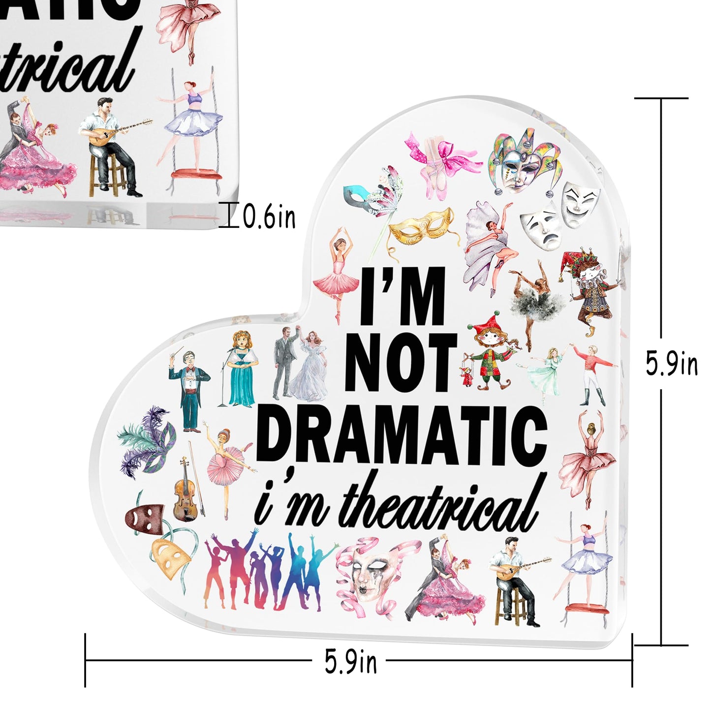 Theater Gift Musical Theater Gifts Acrylic Heart Keepsake Funny Broadway Gifts for Directors Actors Music Teachers Musicians Theater Kids Drama Student Graduation Birthday