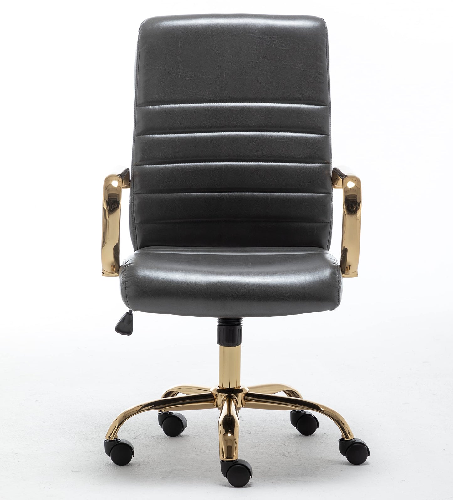 BTEXPERT Gray Faux Leather Adjustable Home Office Golden Arms Exectuive Chair High Back Manager Desk Armchair Tilt Lumbar Support, Grey (5162GY)