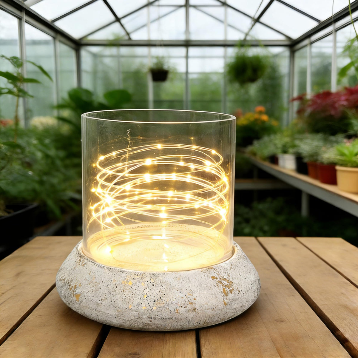 10.5" Farmhouse Glass Hurricane Candle Holder & Glass Vase with Shabby White Metal Base for Pillar & Flower Arrangement, Candlestick Holder, Terrarium, Centerpiece, Console Table, Dining Table, Mantel