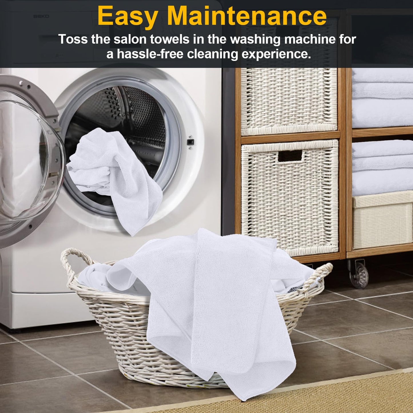 UNIMADE Salon Towels 24 Pack, Super Soft Microfiber Hand Towel, Highly Absorbent Hair-Drying Cloth for Gym, Bath, Spa Use and Home Beauty Care - White (16x29 inch)