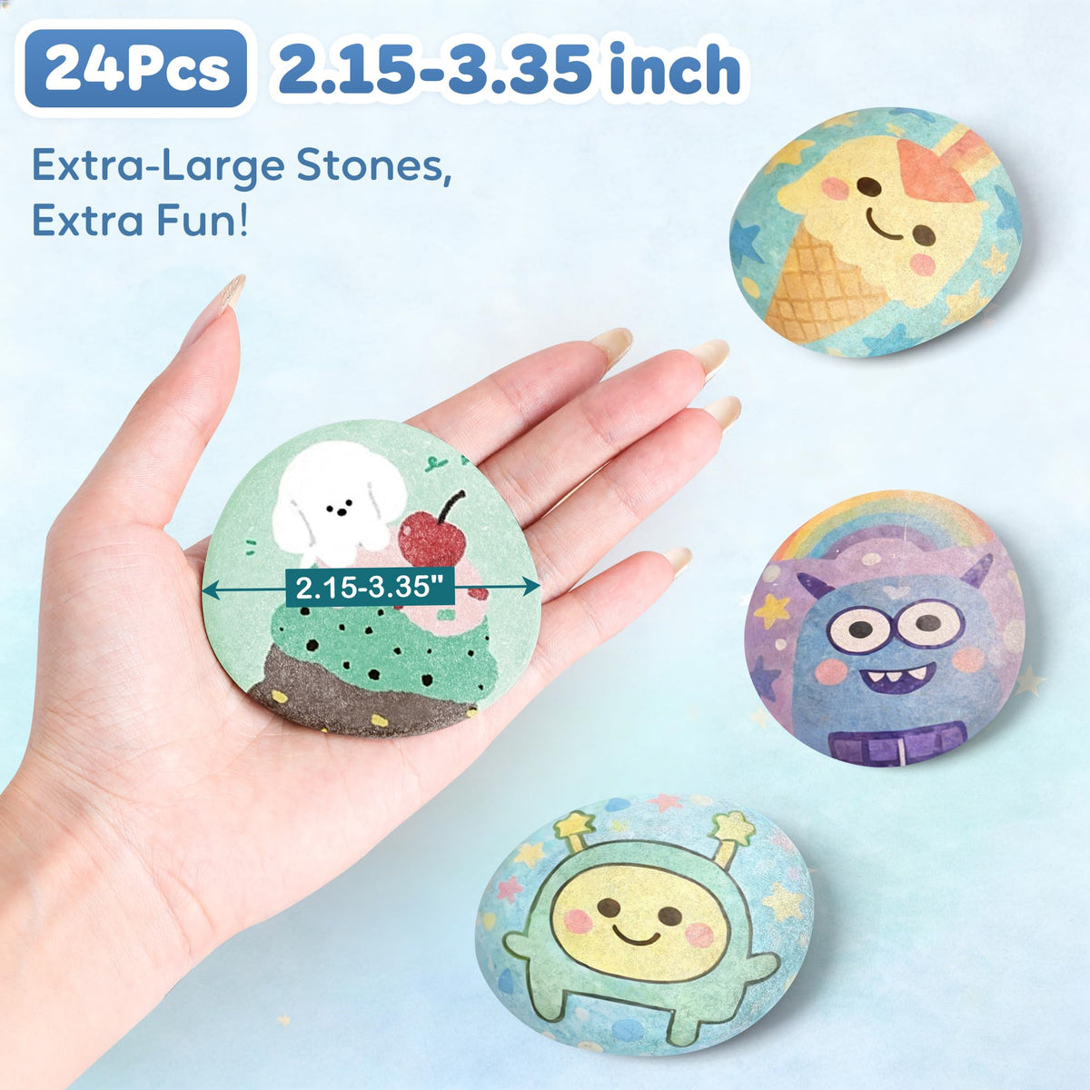 Rokraft 36 PCS Large 2.15-3.35" Smooth Natural River Rocks for Painting, Flat Painting Rocks & Craft Stones for Kindness Rocks, School Art Projects & DIY Crafts