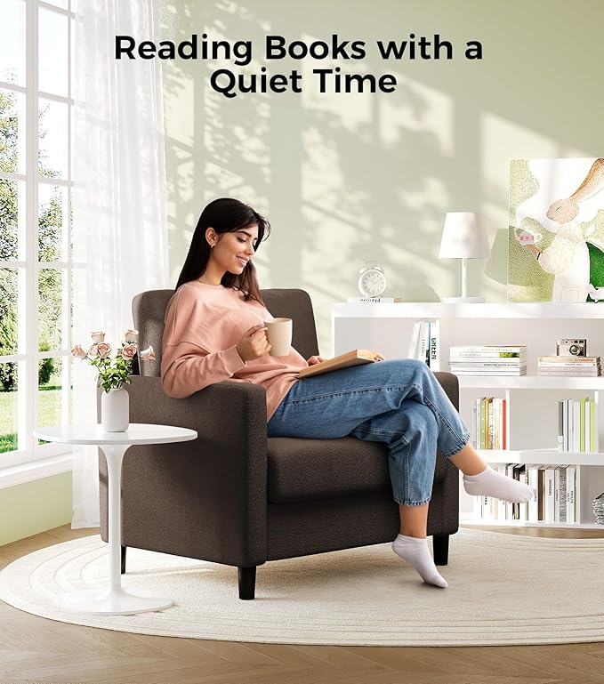 Welzona Sofa Accent Chair, Tool-Free Setup Living Room Accent Chairs, Comfy Arm