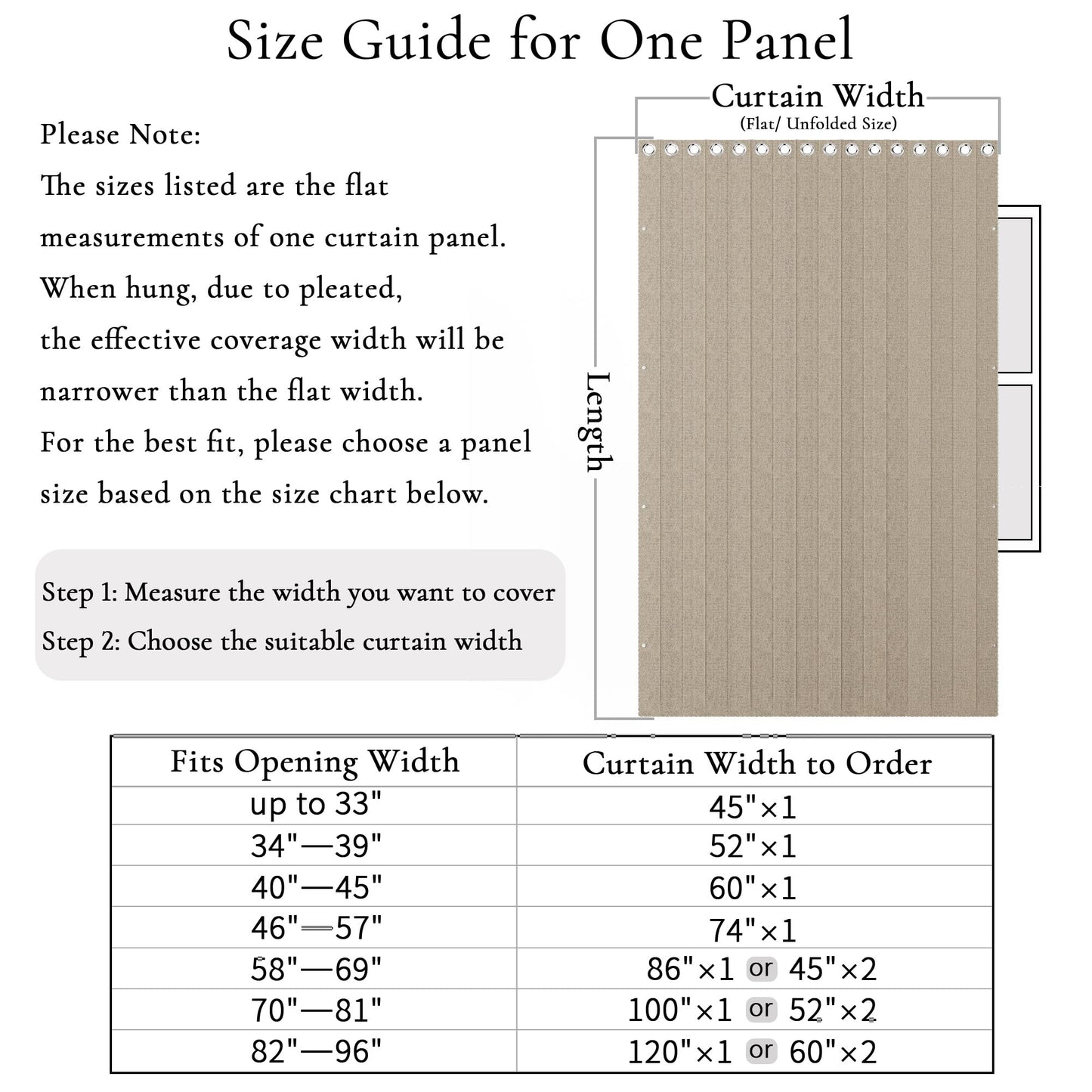 HMYI Accordion Door Curtains for Doorways, Curtain Door for Privacy Use, Fabric Curtain Panel, 1 Panel, W100 x L84, Tan