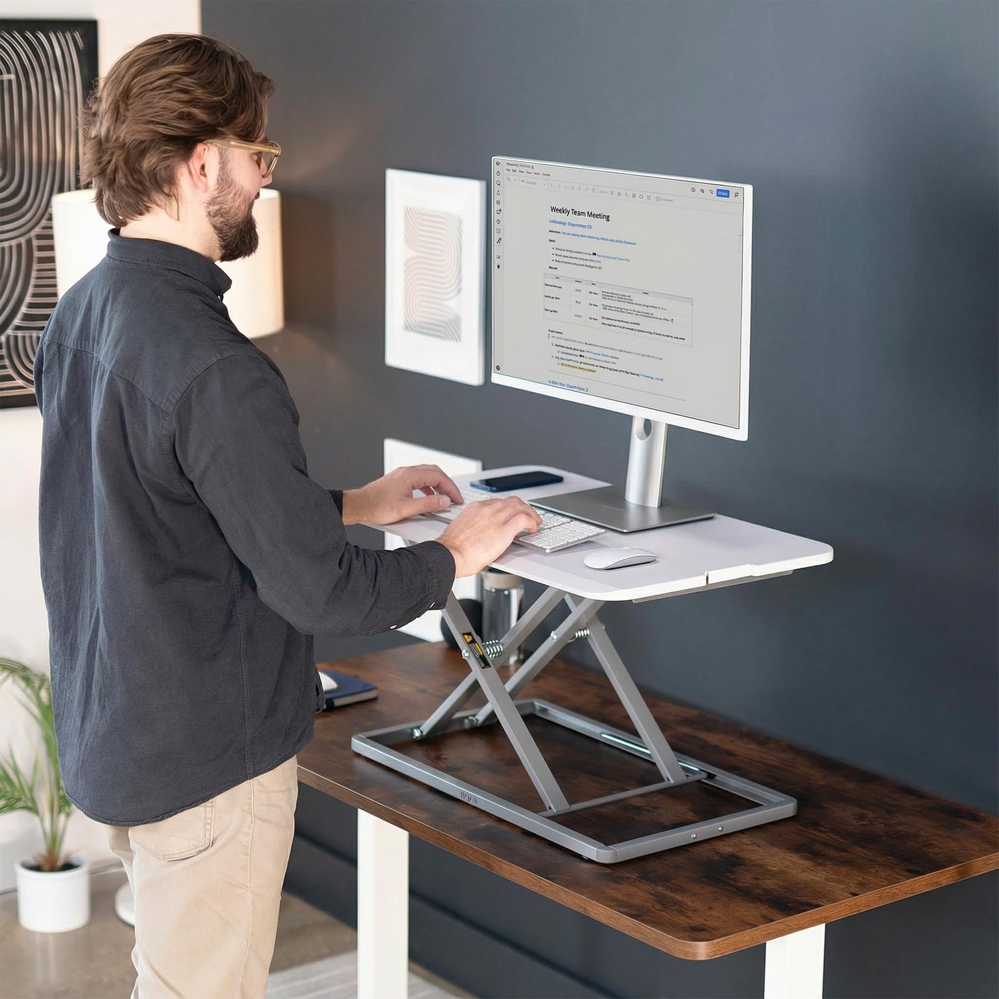 VIVO White 29 inch Single Top Standing Desk Converter, DESK-V000UW