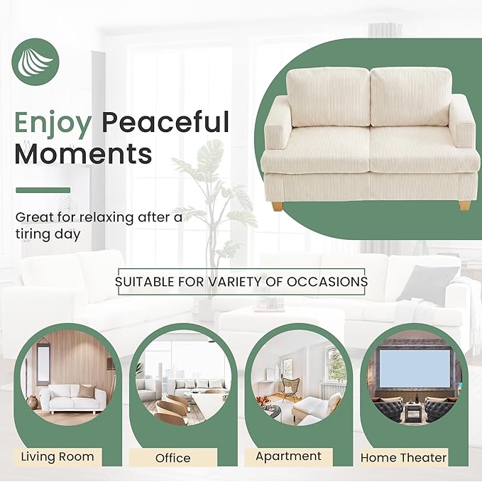 YOUDENOVA 63" Corduroy Sofa Couch Loveseat
