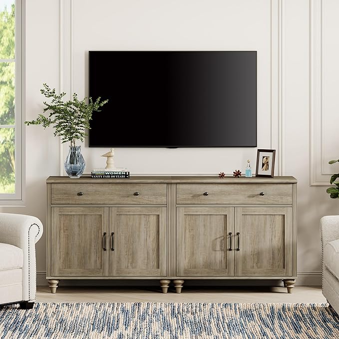 WAMPAT Farmhouse TV Stand for 75 inch TV