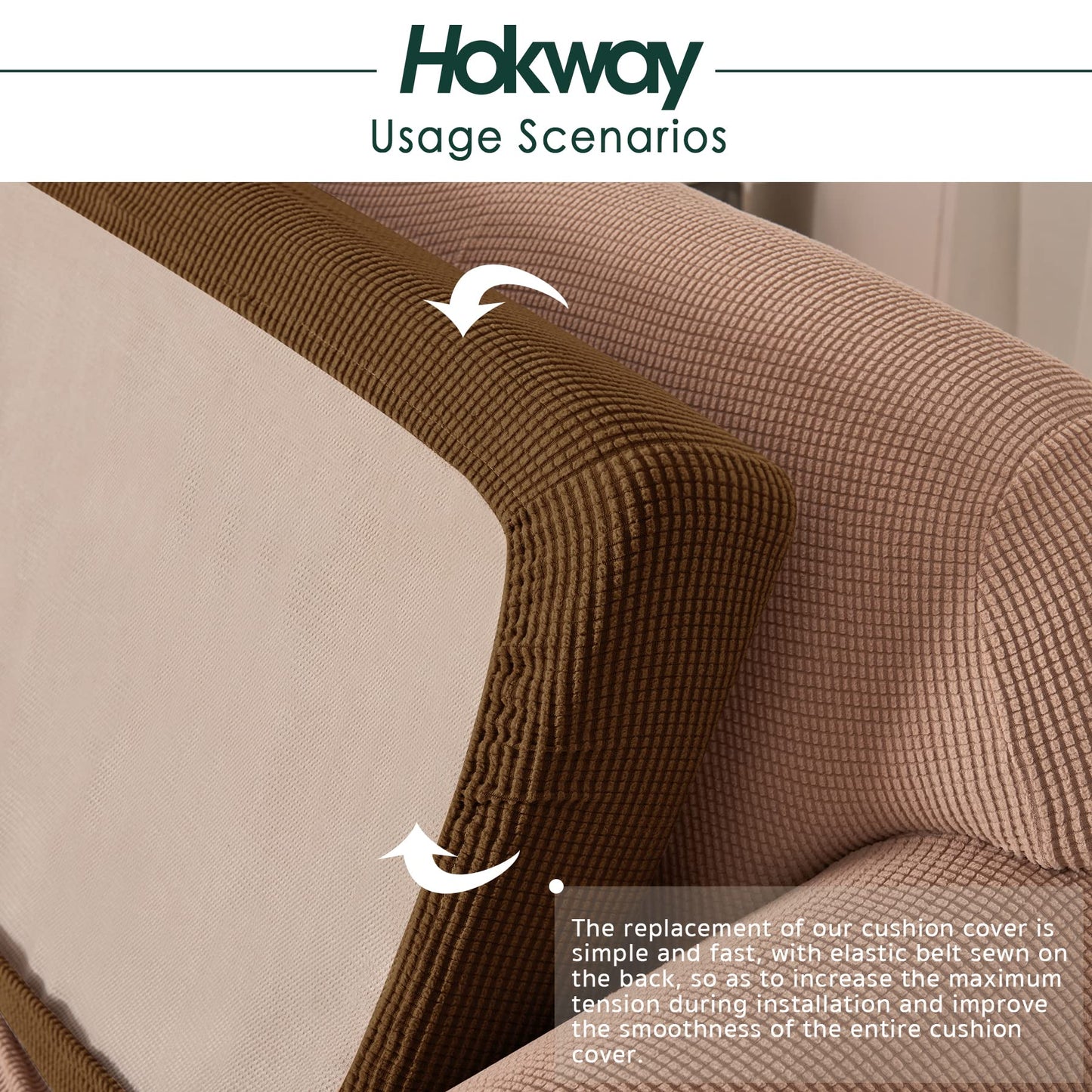 Hokway Couch Cushion Covers Stretch Cushion Covers Sofa Seat Cushion Slipcover Cushion Protector(Coffee, Medium)
