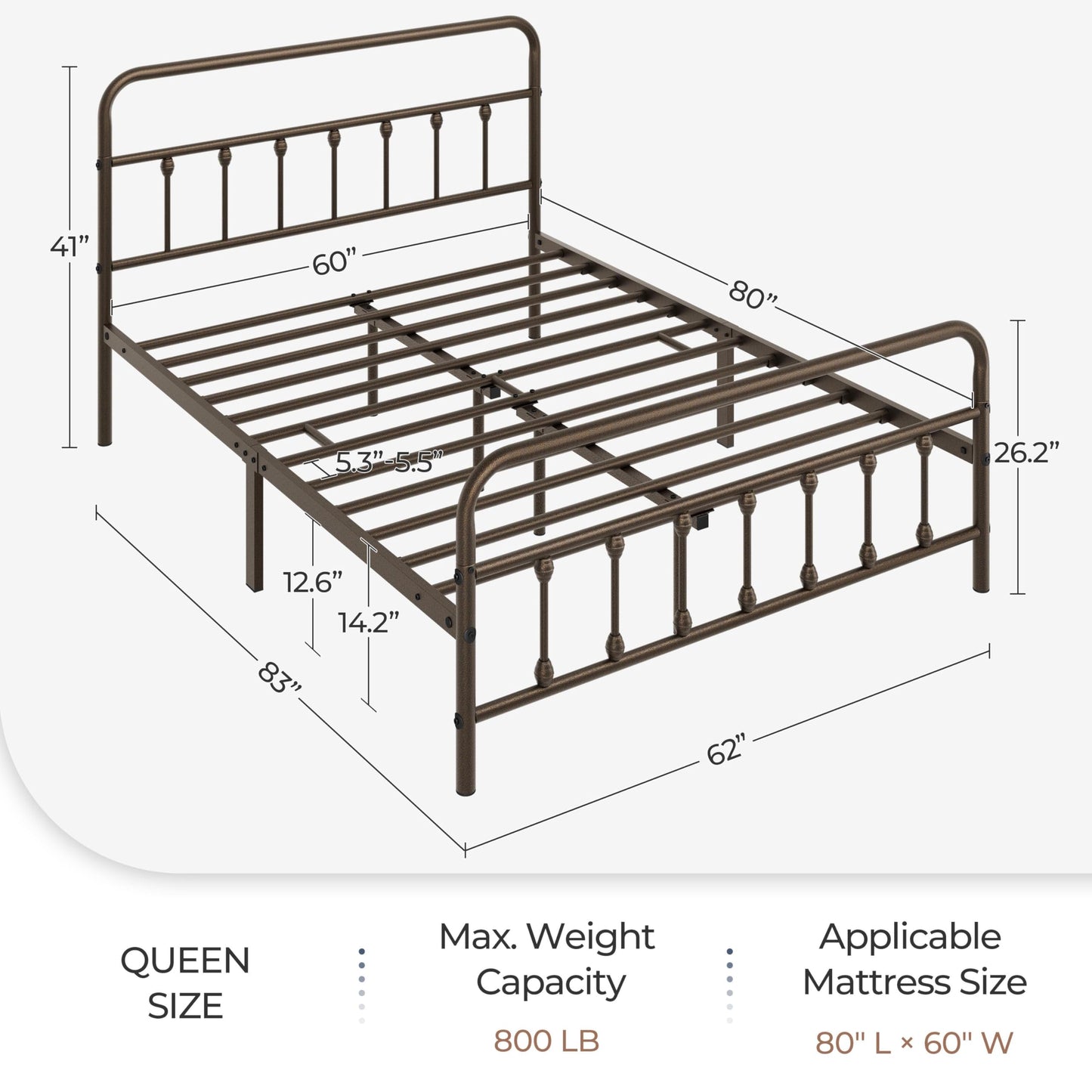 Yaheetech Classic Metal Platform Bed Frame Mattress Foundation with Victorian Style Iron-Art Headboard/Footboard/Under Bed Storage/No Box Spring Needed/Queen Size Bronze