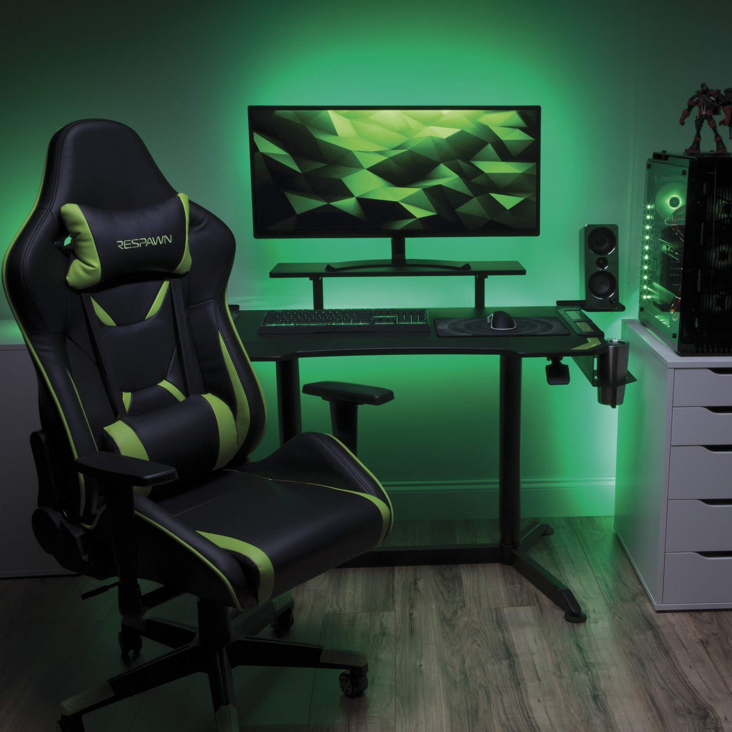 RESPAWN 3010 Gaming Computer Desk Ergonomic Height Adjustable Gaming Desk, in Green RSP 3010 GRN