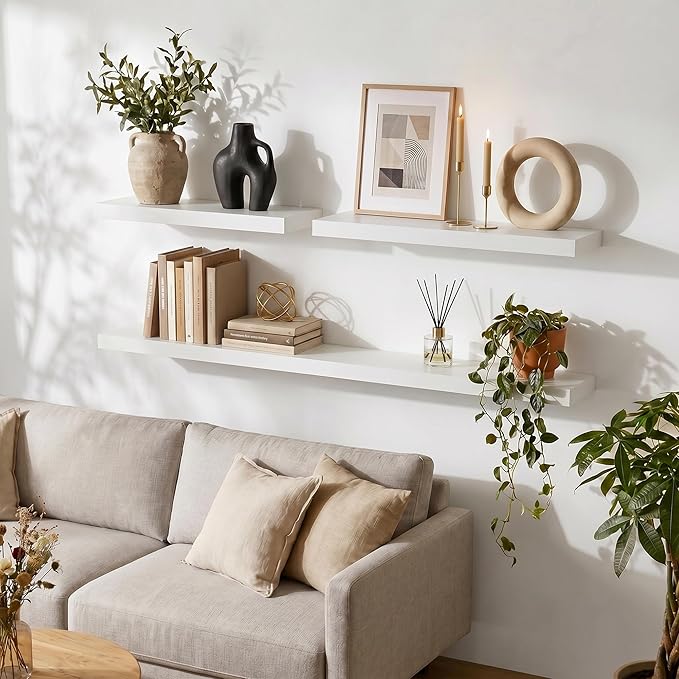 fuqing 40 Inch Floating Shelves | 6.7 Inch Deep White Shelves