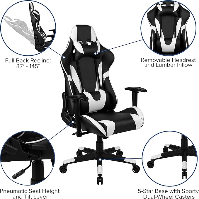Flash Furniture X20 Fully Reclining LeatherSoft Racing Style Gaming Chair