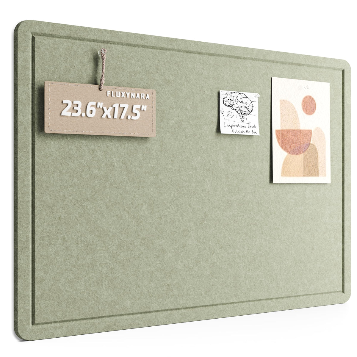 Fluxynara Bulletin Board, 23.6" x 17.5" Cork Board Alternative with 12 Safe Removable Adhesive Tabs, Foldable Felt Pin Board for Home Office, Classroom, Bedroom,Entryway for Walls—Sage