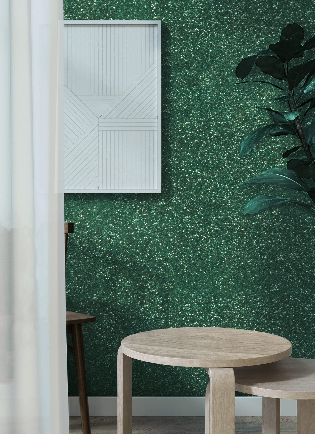 Kitico Green Glitter Contact Paper - 17.7x197 in Glitter Wallpaper - Sparkle Self-Adhesive Decorative Cabinet DIY Decoration for Cabinets, Furniture, Christmas Wall Paper