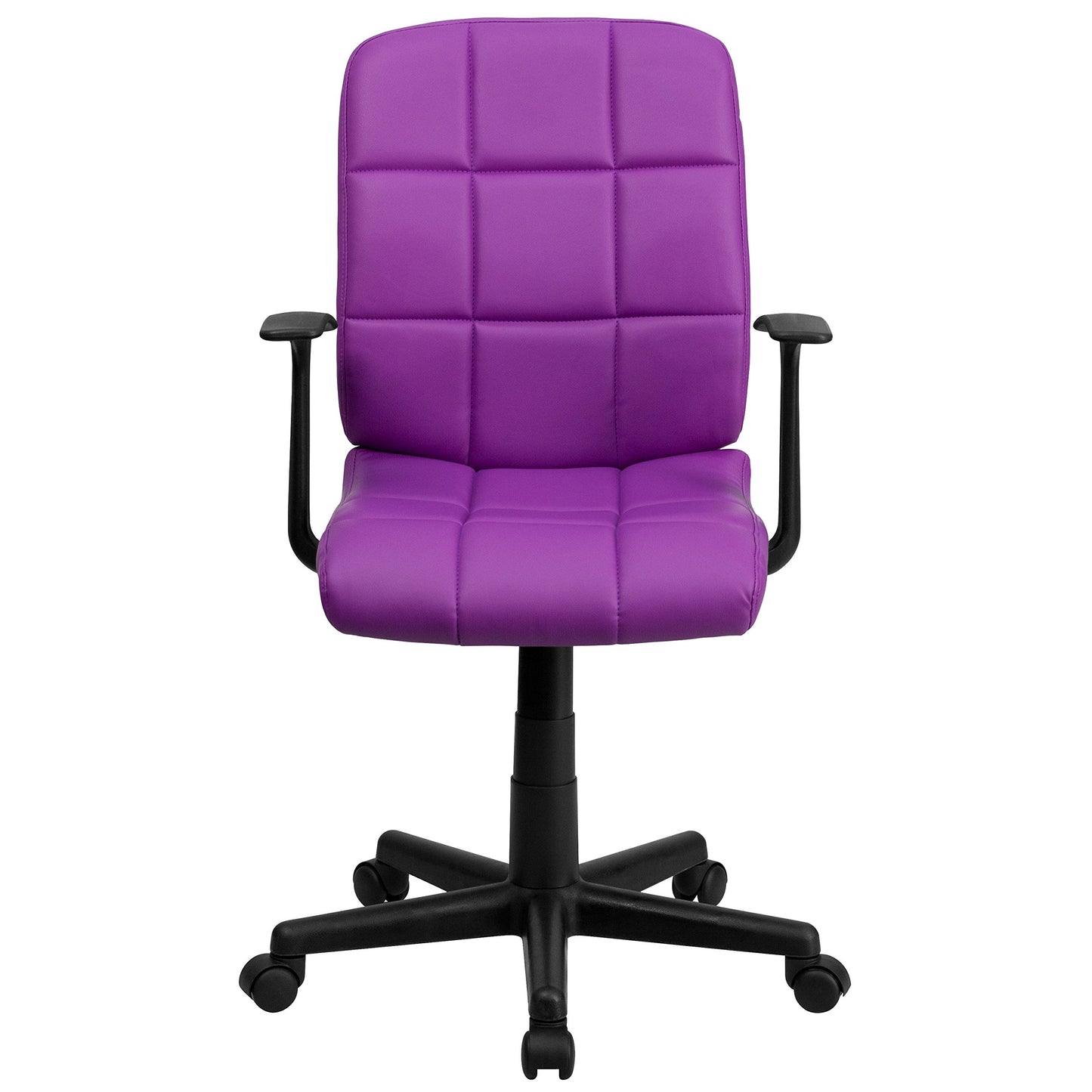 Flash Furniture Clayton Mid-Back Purple Quilted Vinyl Swivel Task Office Chair with Arms