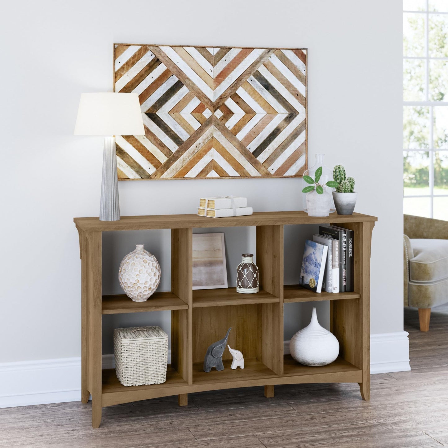 Bush Furniture Salinas 6 Cube Organizer in Reclaimed Pine, Office Storage Solution, Home Organizer with Open Shelving, Compact Unit for Books and Supplies