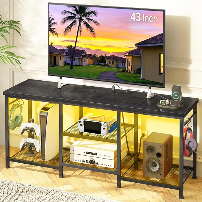 YGEOMER Black Entertainment Stand