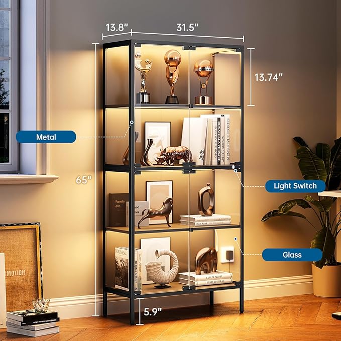PEUKC 65" Glass Display Cabinet