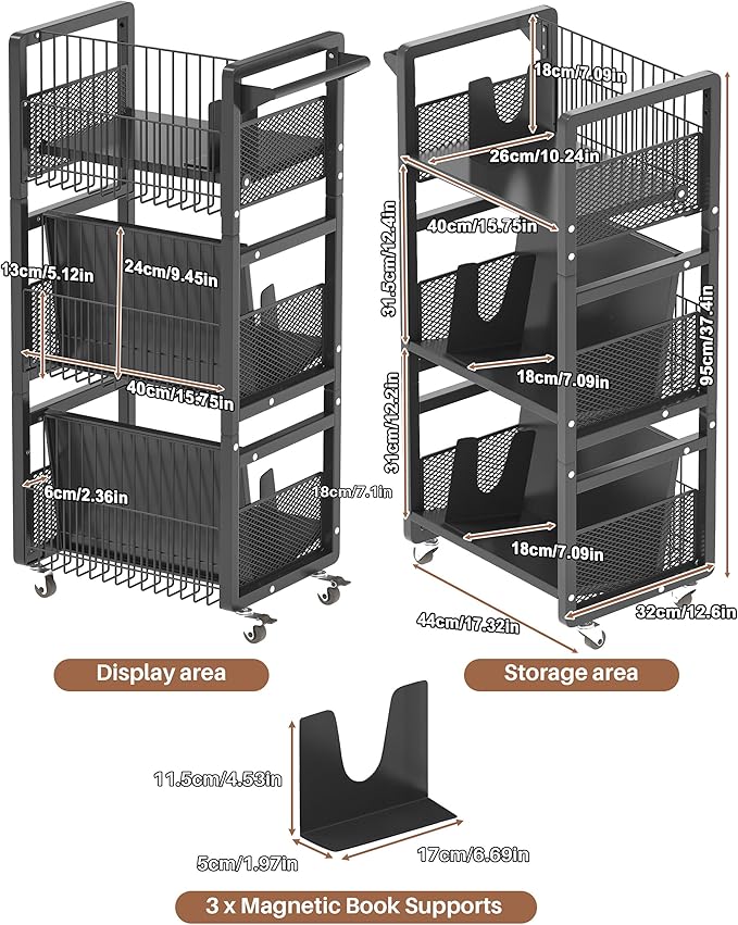 UMDONX Book Cart Heavy Duty Double-Sided