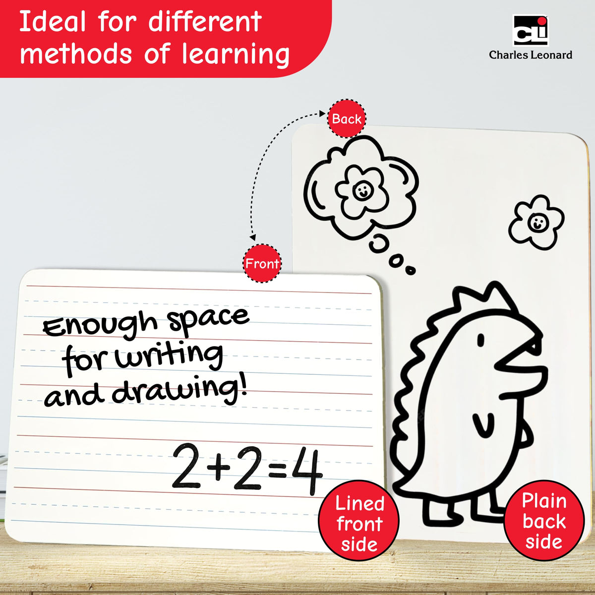 Charles Leonard Dry Erase Board Class Pack - Includes 12 Plain/Lined 2-Sided Boards, 12 Erasers and 12 Black Markers, in a Re-Useable Box (35030)