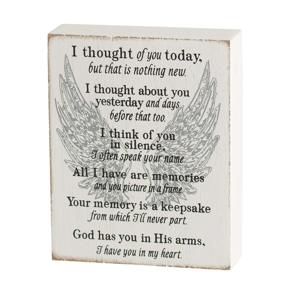 Dicksons Thought of Your Memories Keepsake Black Angel Wings 4 x 3 MDF Decorative Wall Sign Plaque