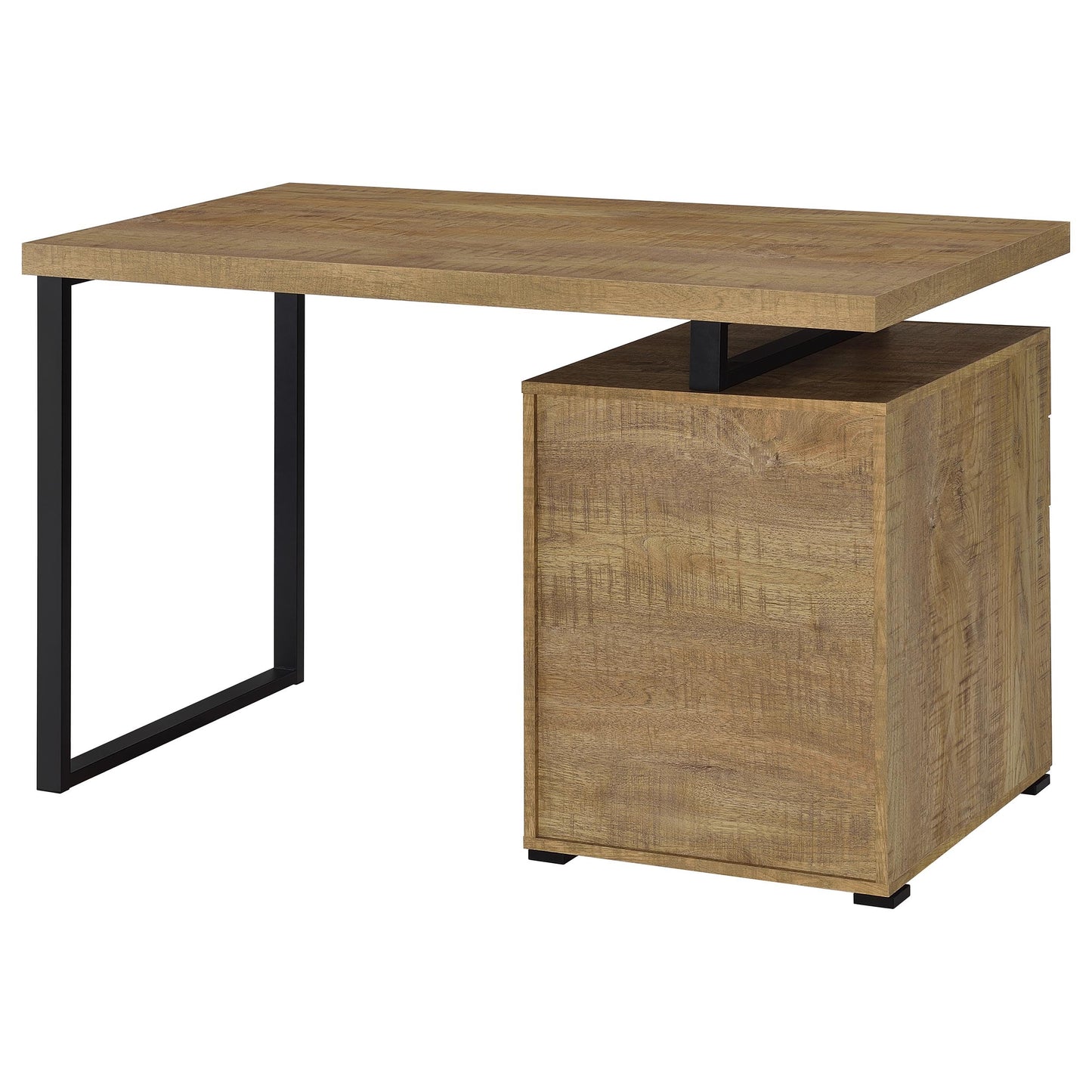 Coaster Home Furnishings - Brennan - Engineered Wood - 47-Inch 3-Drawer Computer Desk with File Cabinet and Open Metal Leg - Home Office - Mango and Black - 800787