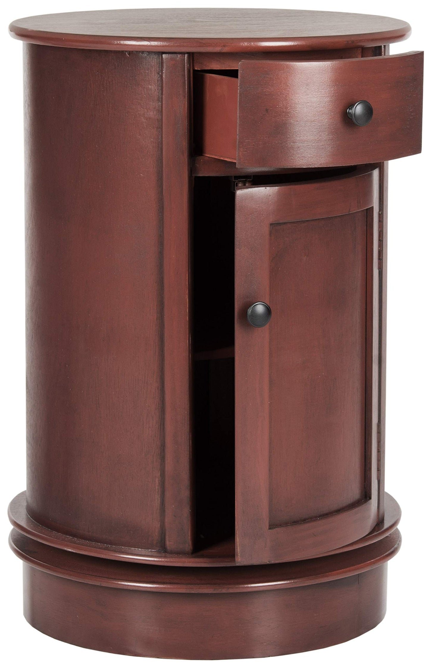 SAFAVIEH Furniture - Tabitha 1-Drawer Accent Table - Red - Solid Wood - Farmhouse Storage Design - Ideal for Living Room, Entryway, Home Office, 17.7"W x 17.7"D x 26"H - Fully Assembled (AMH5712E)