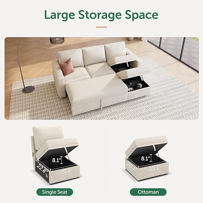 HONBAY Modular Sectional Sleeper Sofa