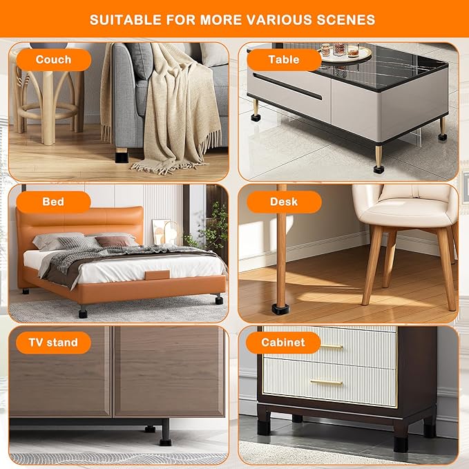 Furniture Risers Adjustable Bed Risers Heavy Duty Lifts Height 3", Square