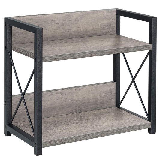 Giikin Countertop Shelf Organizer, 2 Tier Kitchen Spice Rack for Countertop, Wood Coffee Counter Shelf for Home, Particle Board and Metal, Grey, Small