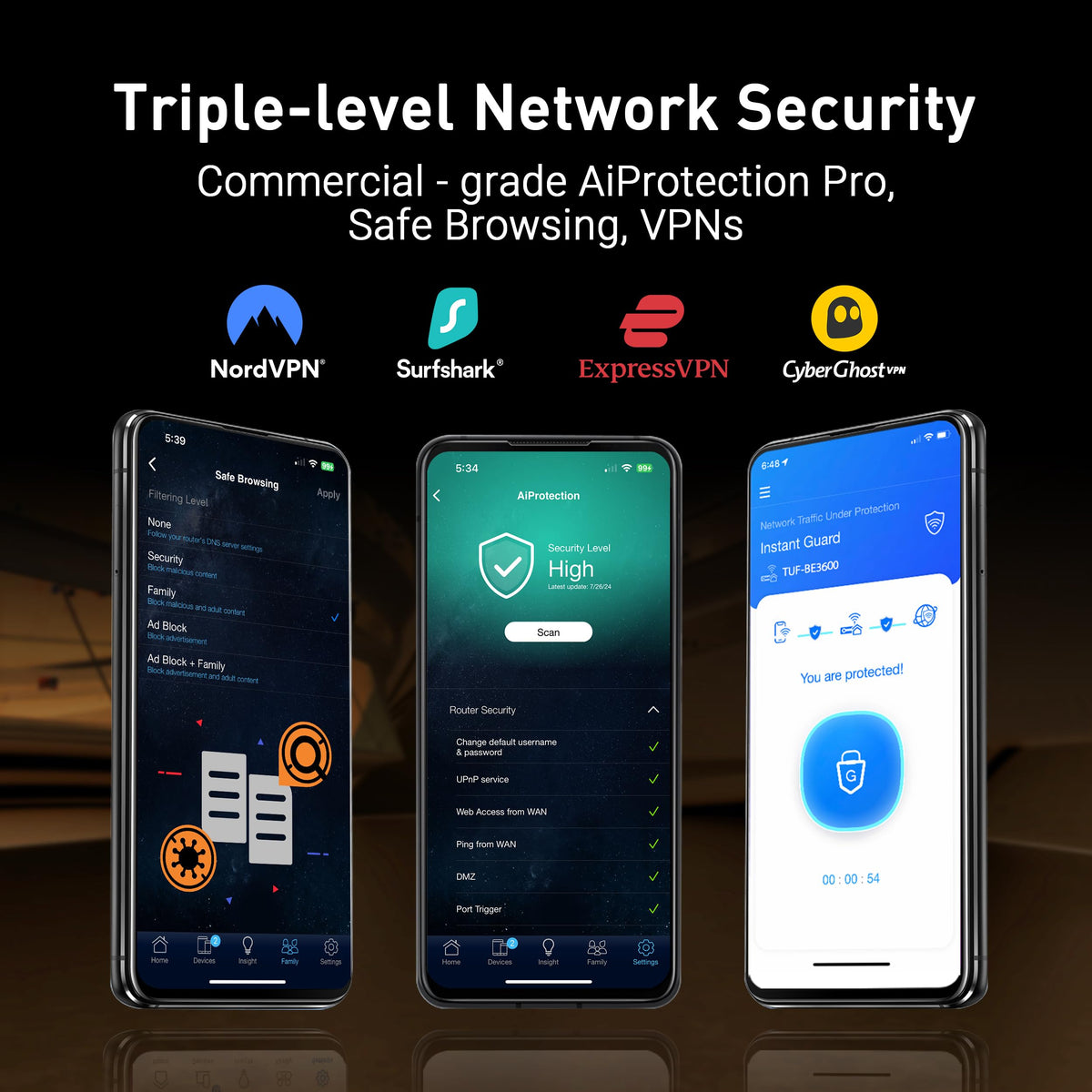 ASUS TUF Gaming BE6500 WiFi 7 Router - Dual-Band, Up to 6.5 Gbps Wireless, Game Accelerator, Multi-Link Operation (MLO), (x4) 2.5GbE Ports, Mesh + VPN Compatible, & Subscription-Free Network Security
