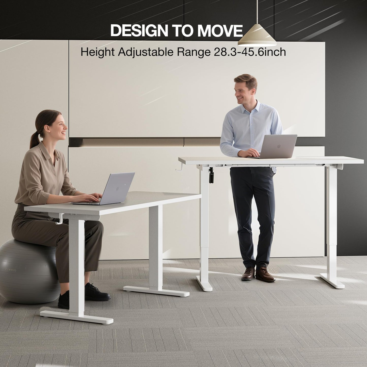 Acrolix Electric Standing Desk, Height Adjustable Home Office Desk with Memory Presets & Cable Management,White Sit Stand Desk for Work from Home, Ergonomic Computer Desk (48" x 24")