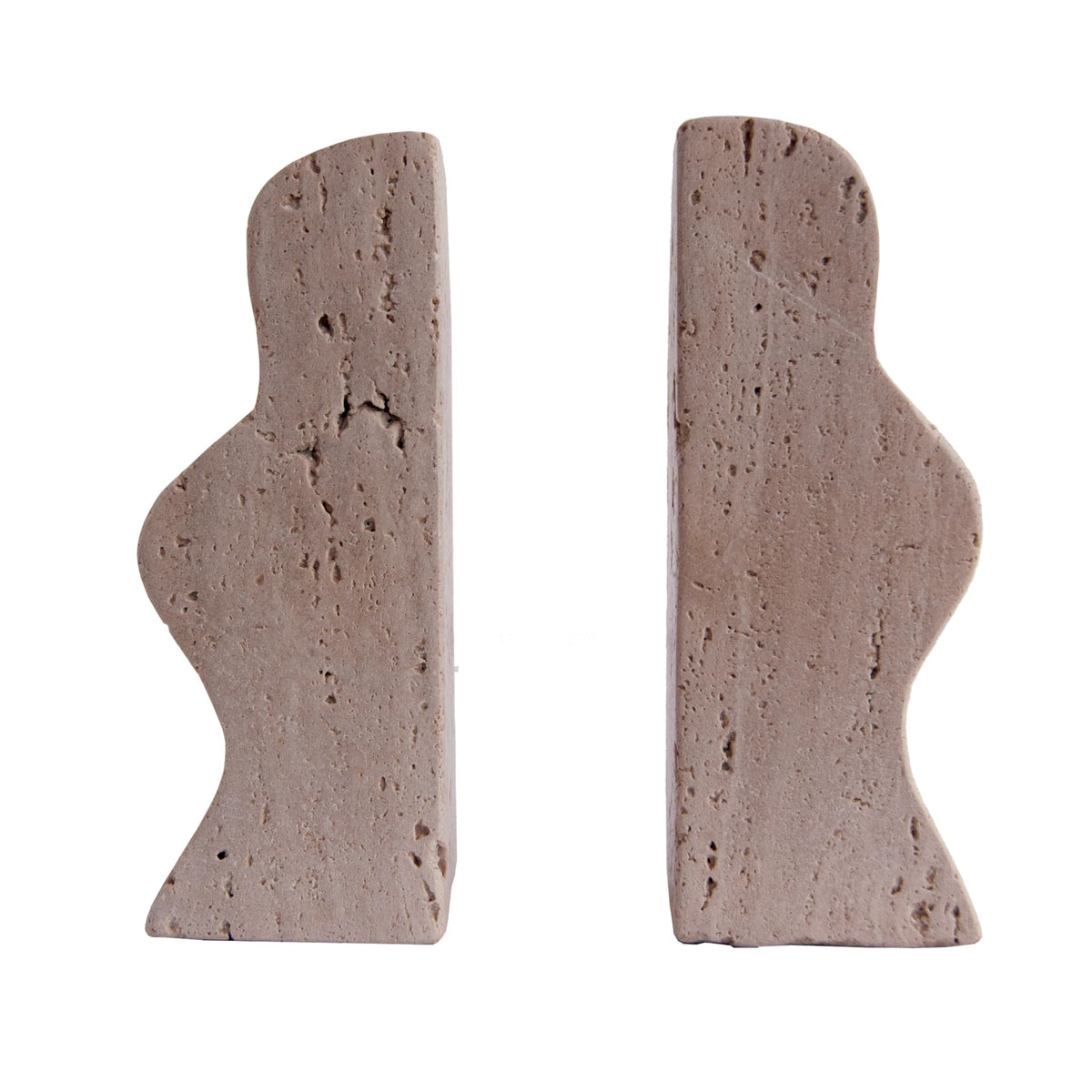 Creative Co-Op Decorative Travertine Wave Bookends, Natural