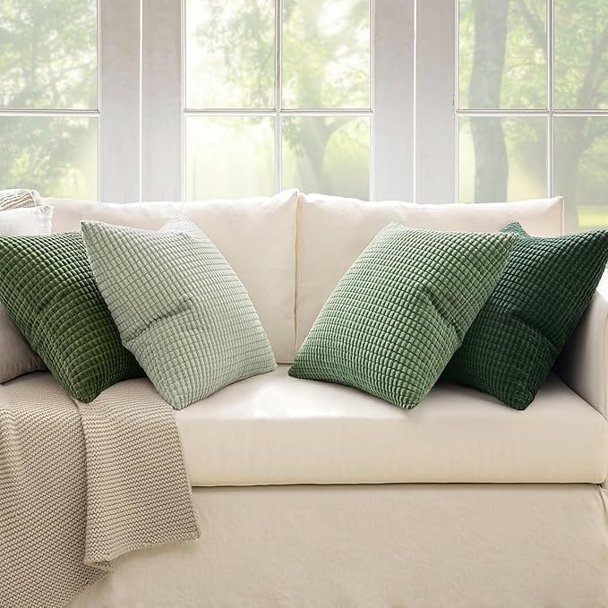 MIULEE Sage Green Pillow Covers 20x20 Inch Set of 4 Spring Boho Farmhouse Home