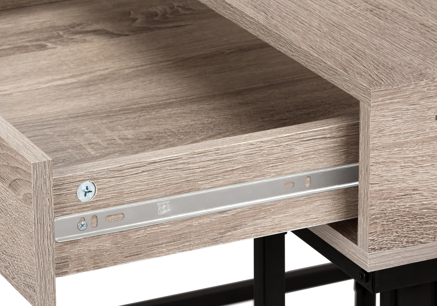 Monarch Specialties I 7555 Computer Desk, Home Office, Laptop, Storage Drawers, 48" L, Work, Metal, Laminate, Brown, Black, Contemporary, Modern