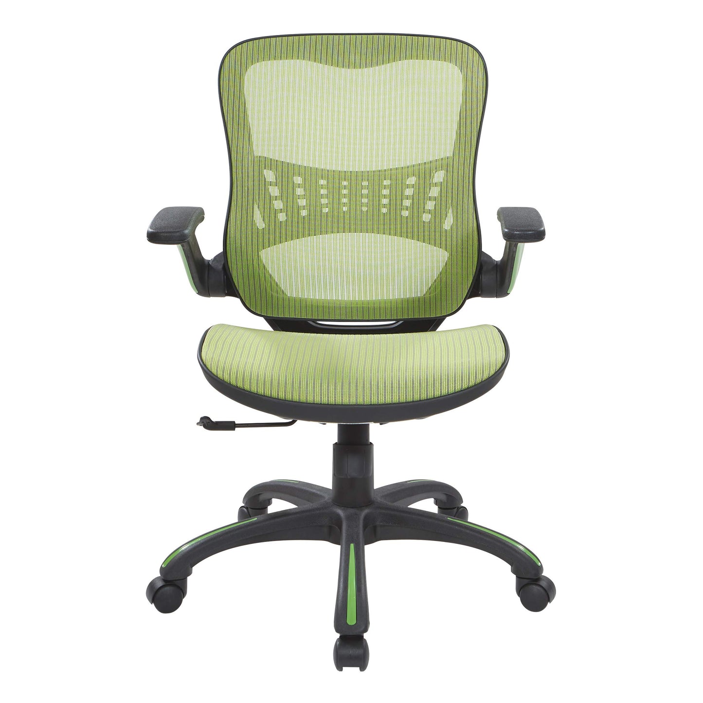 Office Star Riley Ventilated Manager's Office Desk Chair with Breathable Mesh Seat and Back, Black Base with Green