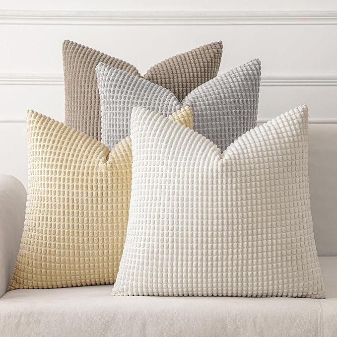 MIULEE Neutral Harmony Decorative Pillow Covers 20x20 Inch Set of 4 Rustic