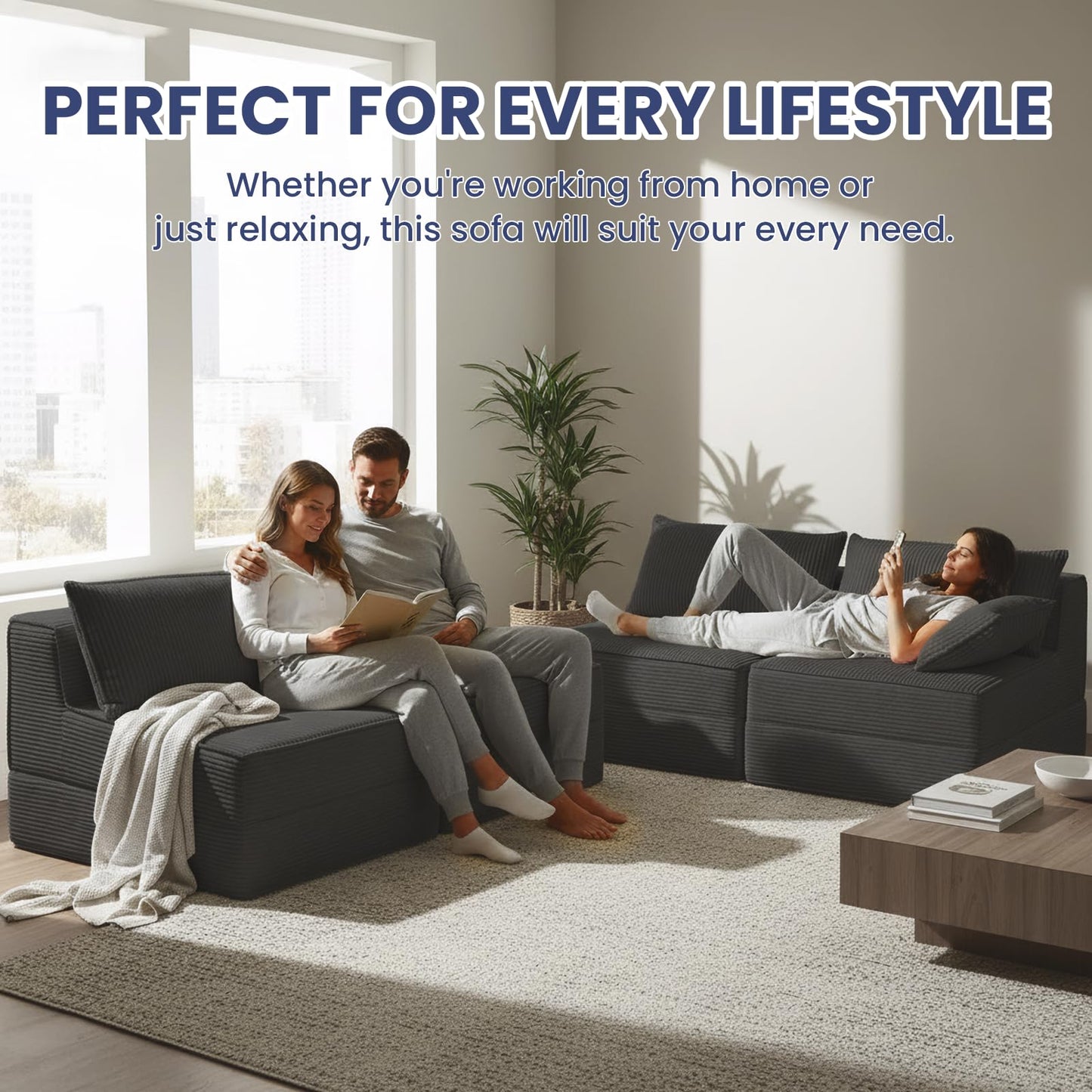 Erament Folding Sofa Bed, 8" Convertible Sleeper Sofa Fold Out Chair Bed with Pillow, Portable Floor Couch Lounge Sofa for Living Room Bedroom Guest Room, Grey