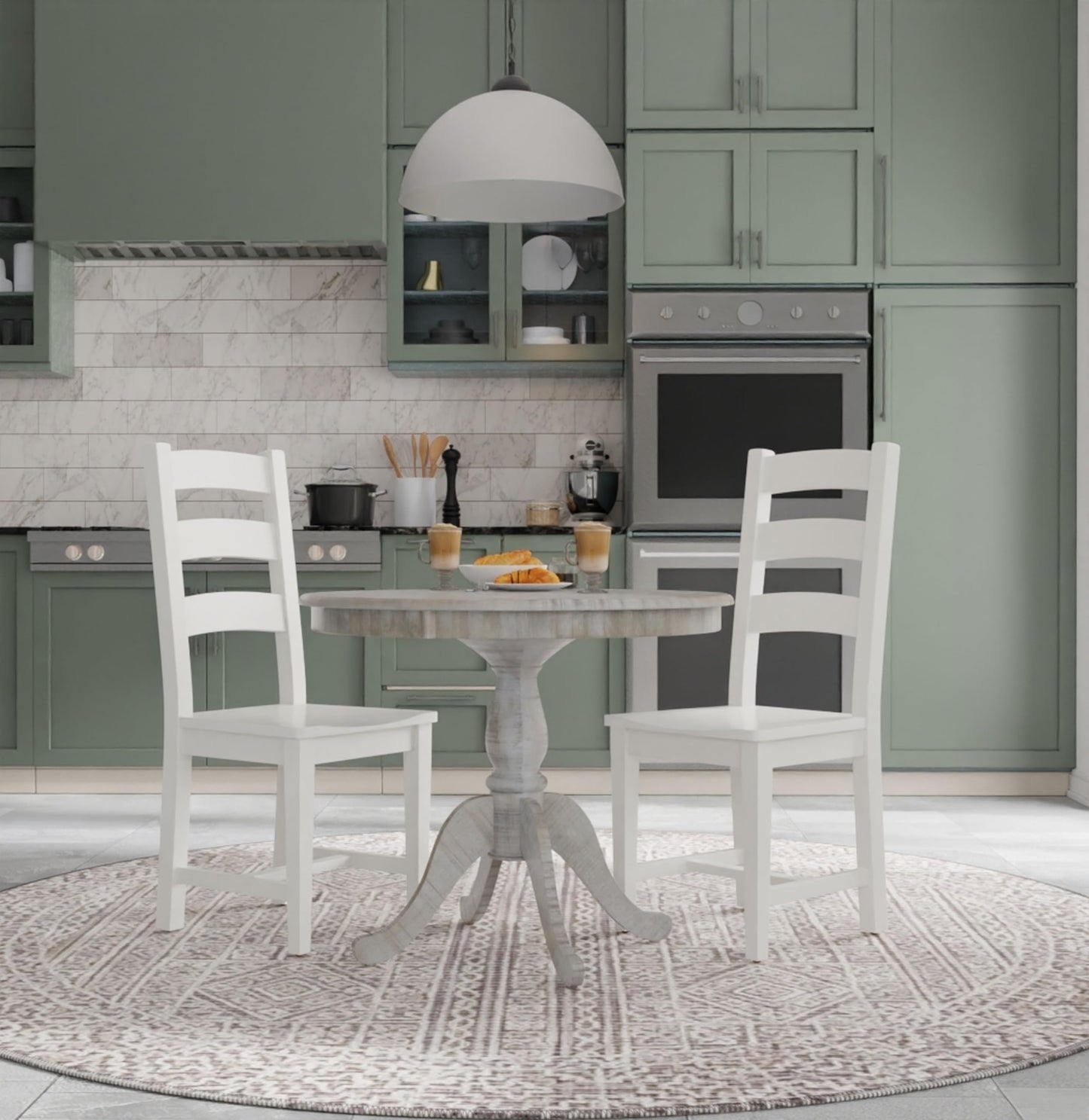 Carolina Chair & Table Fairview Round Dining Table – Classic American Style Furniture, Seats 2-4 Person Wooden Top Pedestal Base Table for Kitchen or Dining Room (Natural Driftwood, 36")