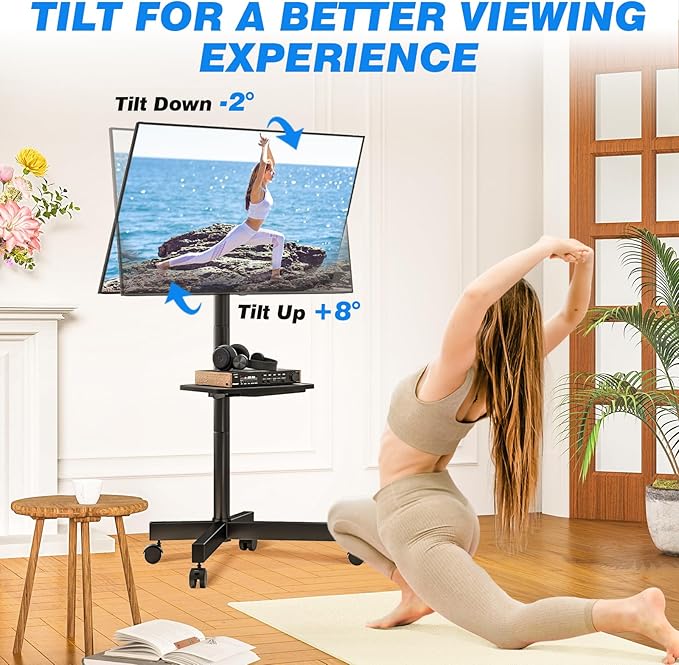 Rfiver Mobile TV Stand for 23-65 Inch LCD LED Flat/Curved Panel Screen TVs up