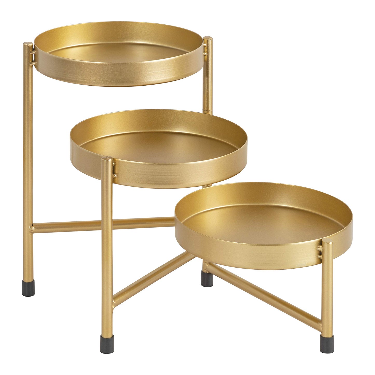 Kate and Laurel Finn Modern Tri-Level Plant Stand, 7.25 x 7.25 x 10, Gold, Indoor Multi-Tiered Plant Stand for Tabletop