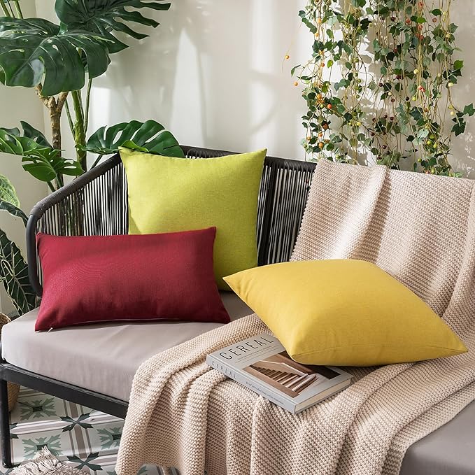 MIULEE Pack of 2 Decorative Outdoor Solid Waterproof Throw Pillow Covers Faux