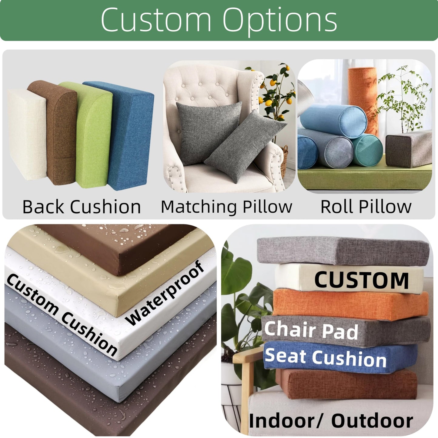 Kiyeocca Custom Made Bench Cushion, Window Seat Cushion Indoor, Bench Seating Cushion, Storage Bench Seat Pad, Fireplace Hearth Cushions for Bench Sitting