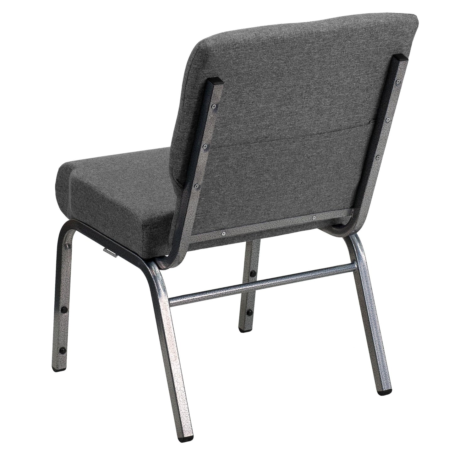 Flash Furniture HERCULES Series 21''W Stacking Church Chair in Gray Fabric - Silver Vein Frame
