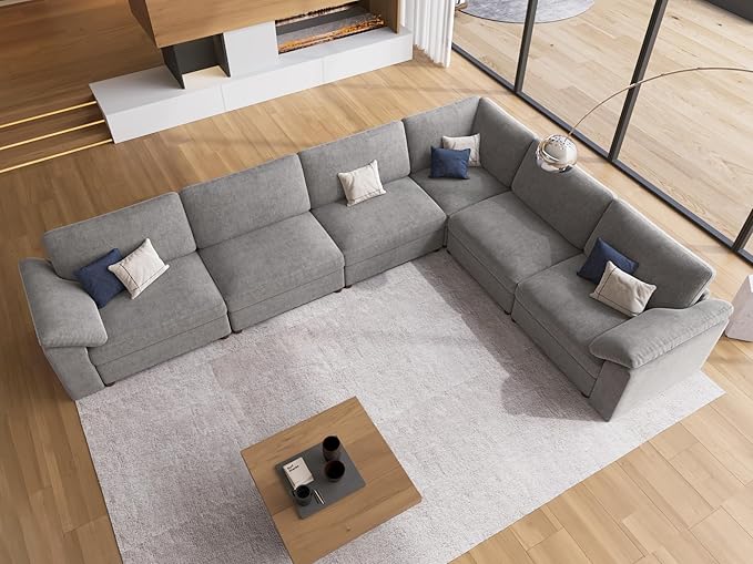 EASE MOOSE Oversized L Shape Sectional Couch, Extra Large Deep seat Gray