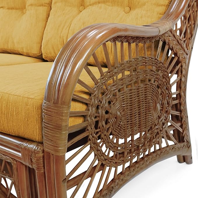 Malibu Lounge Set of 4: 2 Natural Rattan Wicker Chairs, Three-Seater Sofa