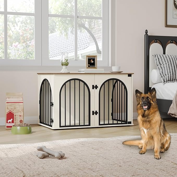 39.4" Wooden Dog Crate Furniture, Indoor Dog Kennel Dogs Cage